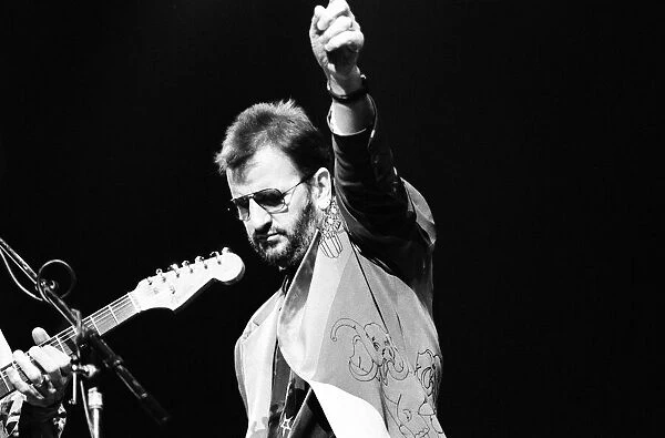 Former Beatles drummer Ringo Starr performing in concert at the Empire Theatre, Liverpool