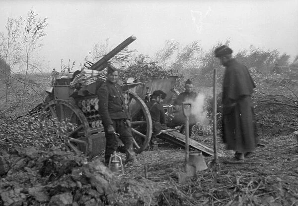 Belgian field artillery seen here in action at Oostkerke near Diksmuide during the Battle