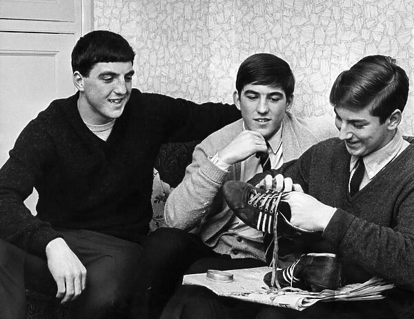 Birmingham City footballer Bob Latchford pictured with his two footballing brothers David