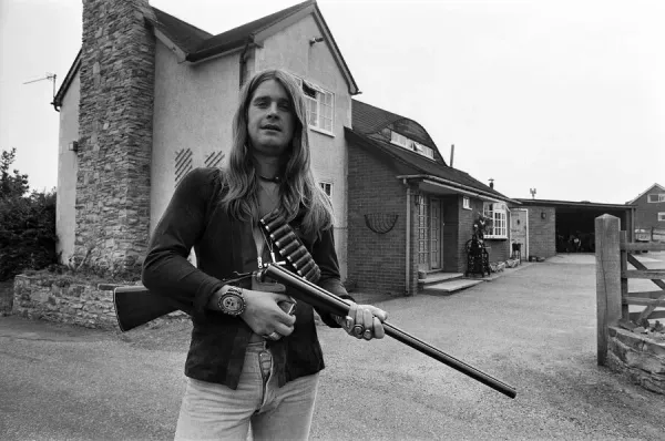 Black Sabbath lead singer Ozzy Osbourne out with his shotgun at his Staffordshire home