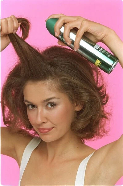 Brides Wedding Hair Feature July 1999 3 - model spritz the roots with hairspray