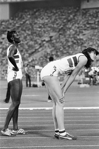 British athletes Bev Goddard (left) and Kathy Smallwood dejected after failing to win in