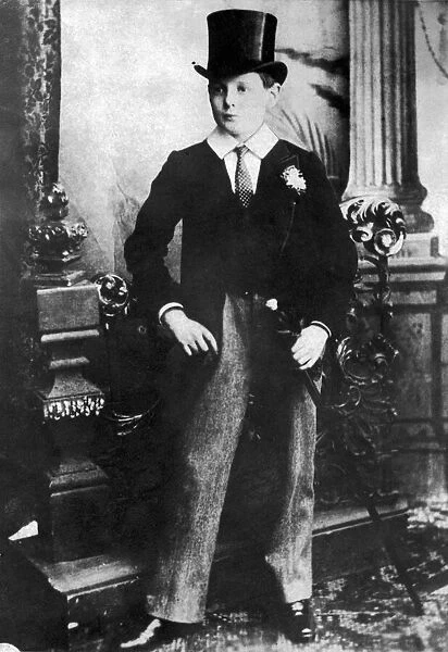 British Prime Minister Winston Churchill pictured when he was a schoolboy at Harrow