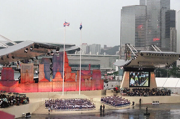 Ceremonial scenes for the he official handover of the Hong Kong to China as the 99 year
