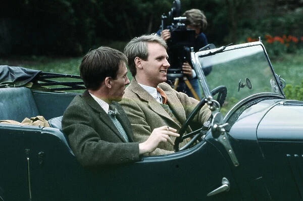 Christopher Timothy and Peter Davison on the set of 'All Creatures Great and Small