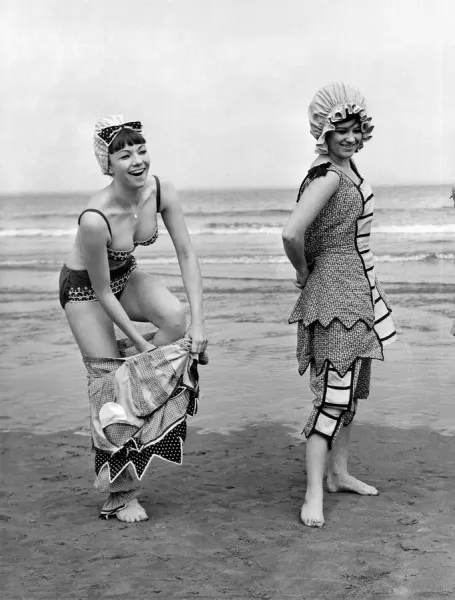 Vintage Print: Edwardian Swimsuits on the Beach, Art Prints - Main Image