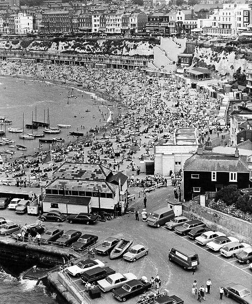 Crowded Beach and Car park Near Margate, Kent. July 1973 P009238