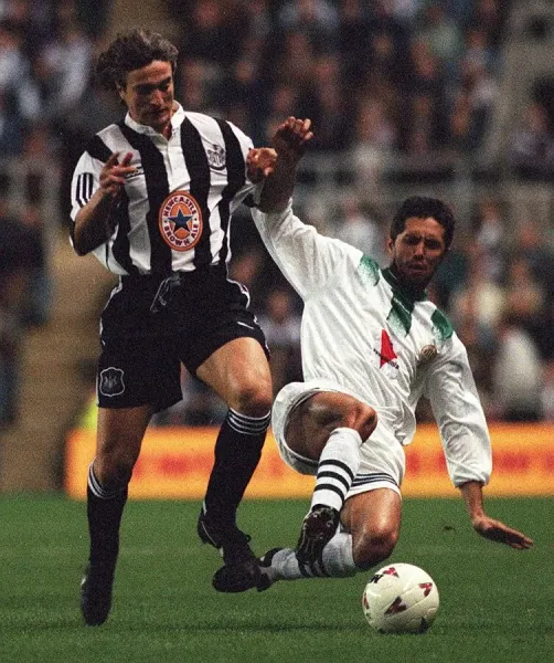 David Ginola in Action Newcastle United v Ferencvaros Print 1996