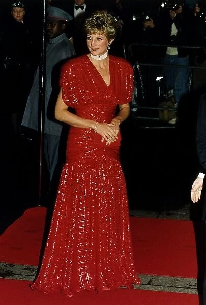 Diana, Princess of Wales attends the premiere of the film Hot Shots at the Odeon Cinema