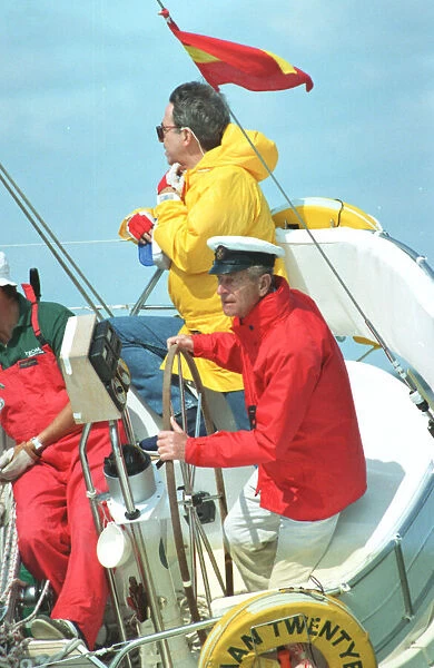 The Duke of Edinburgh. Prince Philip sailing at Cowes Mother July 1989