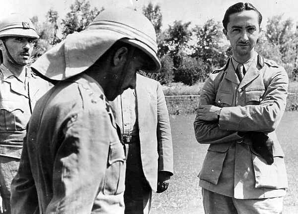 Emir Abdul Ilah, before he left for Fallujah, chatting to Iraqi officers. Circa June 1941
