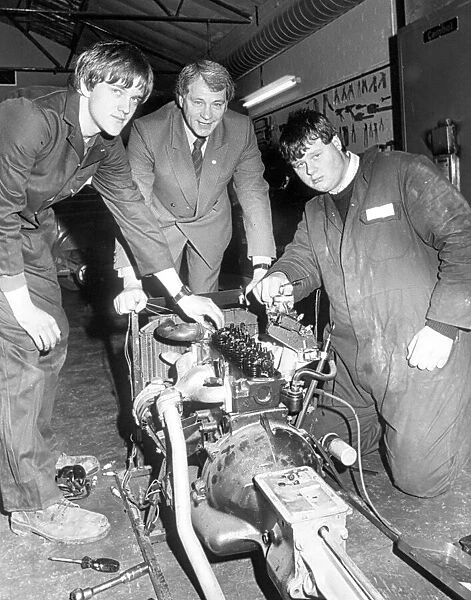 England football manager Bobby Robson visiting a training centre for young people at