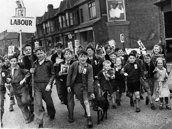 Enthusiatic young supporters of Mr James Callaghan, the Labour (Socialist