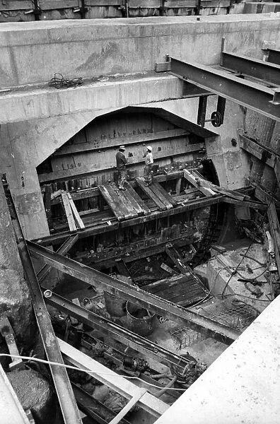 The entrance to the escalator shaft at Monument Station, Newcastle. 7th January 1978