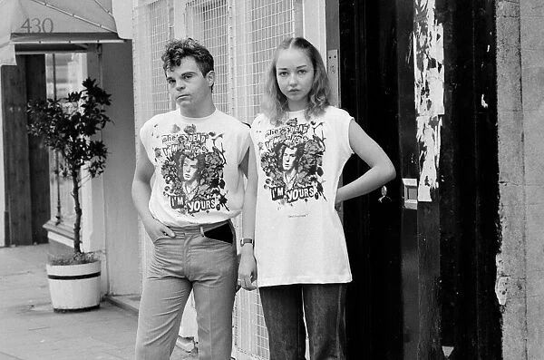 Gary Howe and Jane Hall model Sid Vicious T-shirts bought from the shop owned by the Sex