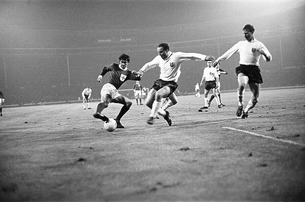 George Best in action for Northern Ireland during the Home International match against