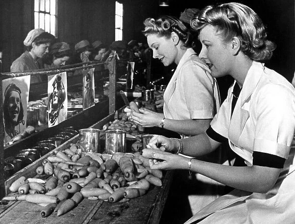 Girls at a canning factory in Boston, Lincs, making Blitz soup which will be used for