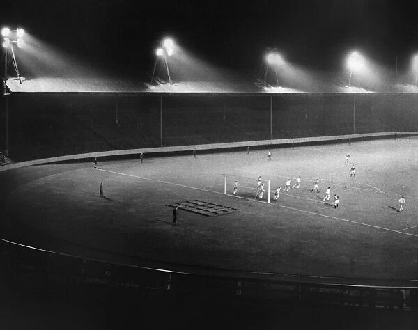 Glasgow Rangers practise match under their new floodlight system now the most advanced in