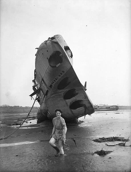 The HMS Thrasher Submarine aground in Falmouth Cornwall