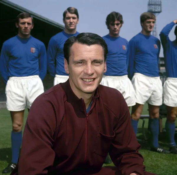 Ipswich Town football manager Bobby Robson at Portman Road with his team July 1969