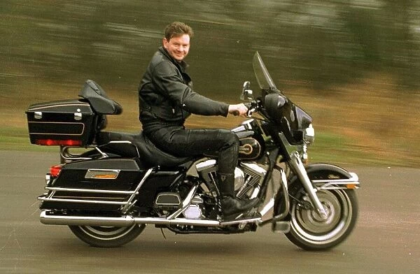 John Gordon Sinclair actor riding his Harley Davidson Electra Glide motorcycle