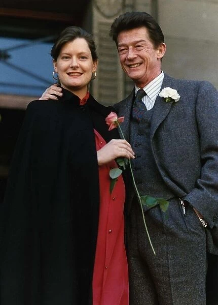 John Hurt actor with his new wife at Marylebone Town Hall A©Mirrorpix