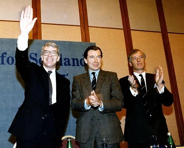 John Major Prime Minister in Moat House Hotel Glasgow waving