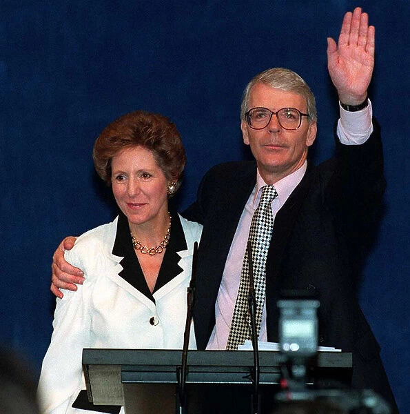 John Major Prime Minister with his wife Norma after his speech at the Tory Party
