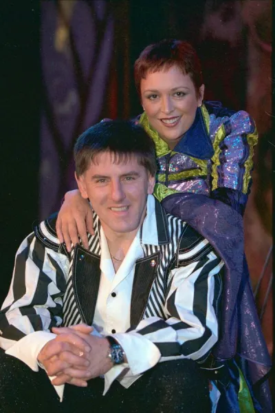 Libby Davison with footballer Peter Beardsley in the pantomime Sleeping Beauty at