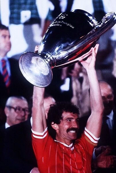 Liverpool captain Graeme Souness holds aloft the European Cup trophy after their victory