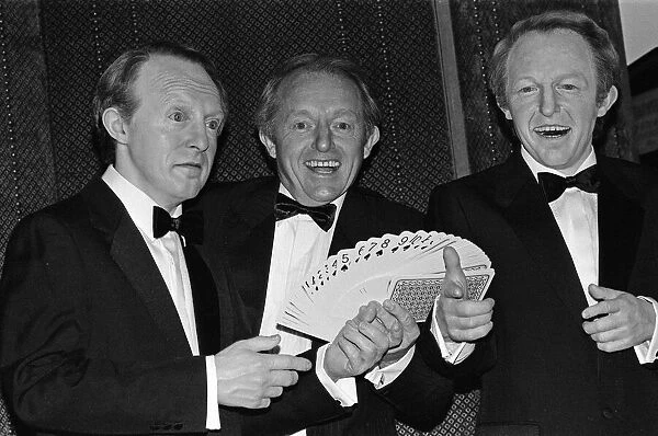 Magician Paul Daniels pictured with his waxwork. 21st February 1987