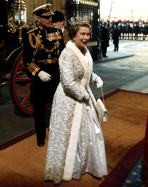 Her Majesty Queen Elizabeth arrives for the State Opening of Parliament with her husband