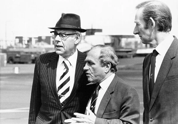 Margaret Thatcher Dennis Thatcher arrives at Newcastle Airport met by Jim