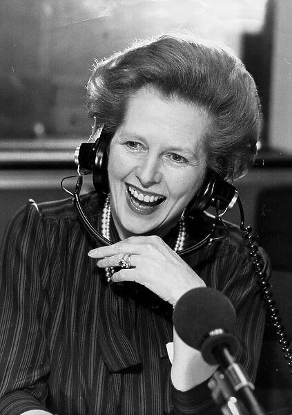 Margaret Thatcher laughing during radio interview - May 1983