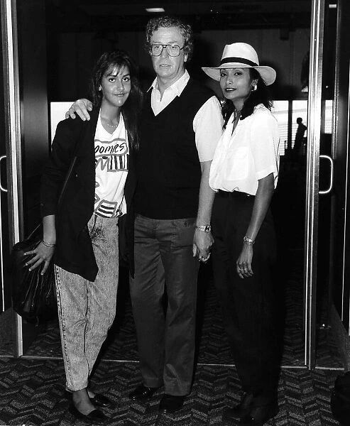Michael Caine Actor with wife Shakira and daughter Natasha at airport before departing