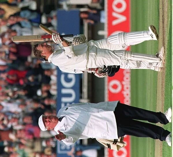 Mike Atherton celebrates in England v South Africa 1998 his century in first