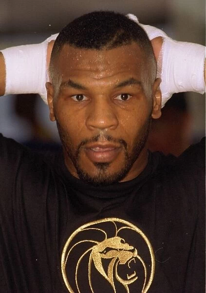 Mike Tyson in training for the World Title fight against Frank Bruno