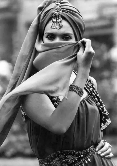 Framed Print : Fashion Print: Harem Beauty - A Brown Chiffon Wrap Framed Print : Fashion Print: Harem Beauty - A Brown Chiffon Wrap