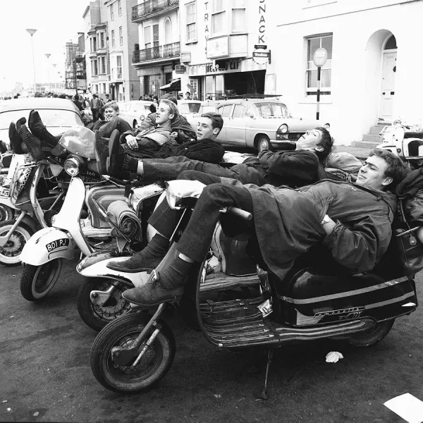 Mods on Vespa Piaggio Scooters, Margate Sea Front Art
