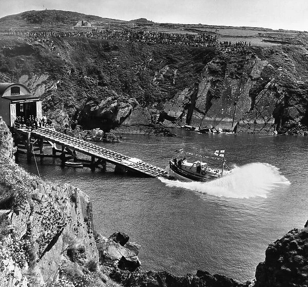 The new St. Davids lifeboat Joseph Soar takes to the water. 20th May 1964