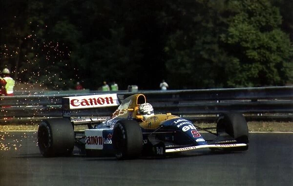 Nigel Mansell Formula One racing car driver of the Williams team during race