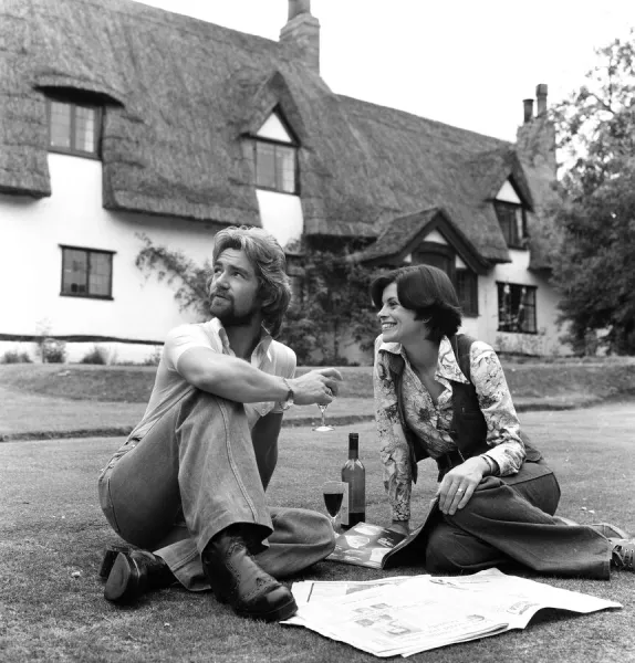 Noel Edmonds pictured at home in Suffolk with his wife Gillian. 9th August 1976