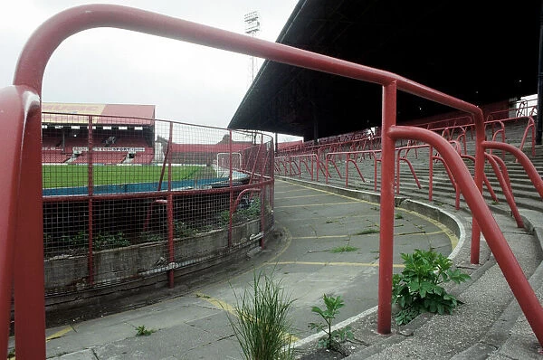 The old clock and stands at Ayresome Park, the home of Middlesbrough F