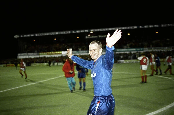 Oldham 3 v. Arsenal 1. Andy Ritchie after the game. 22nd November 1989