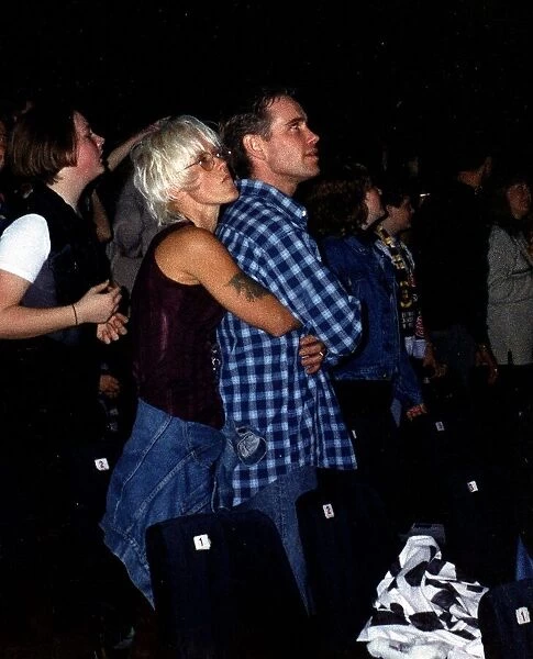 Paula Yates TV presenter Big Breakfast at a Take That concert with toy boy Mark Cook make