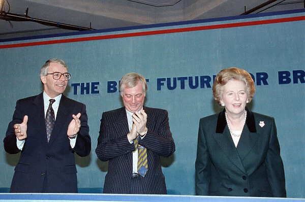 Prime Minister John Major, Chris Patten and Margaret Thatcher