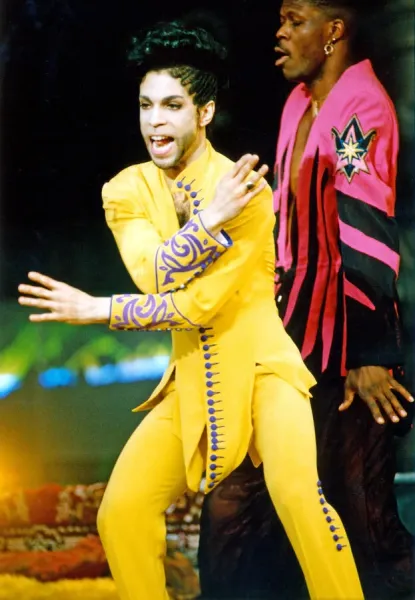 Prince in concert at Maine Road, Manchester. Diamonds and Pearls Tour. 26th June 1992