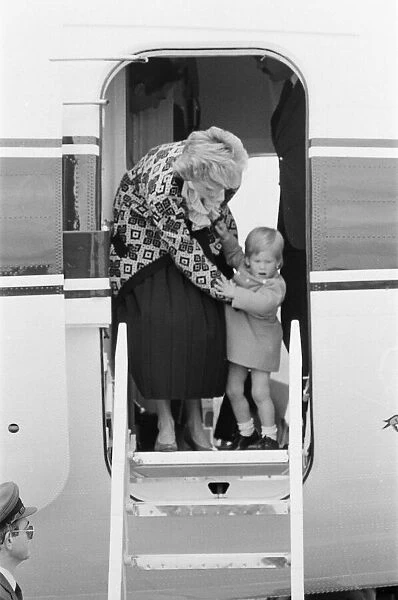Prince Harry and his mother Princess Diana, arrive at Heathrow Airport, London