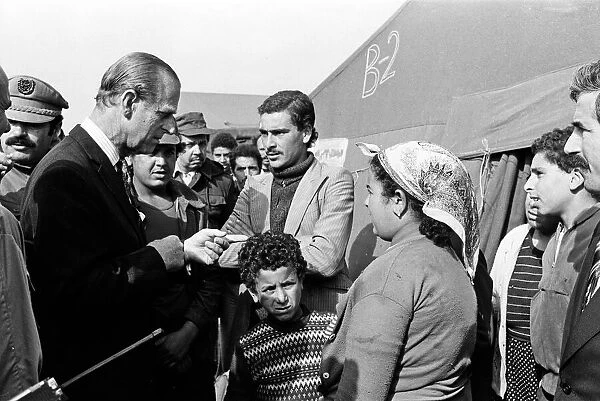 Prince Philip, Duke of Edinburgh visits the site of the El Asnam earthquake, Algeria