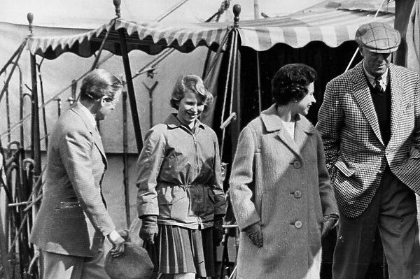 Princess Anne aged 11 with the Queen at Badminton Horse Trials - April 1962